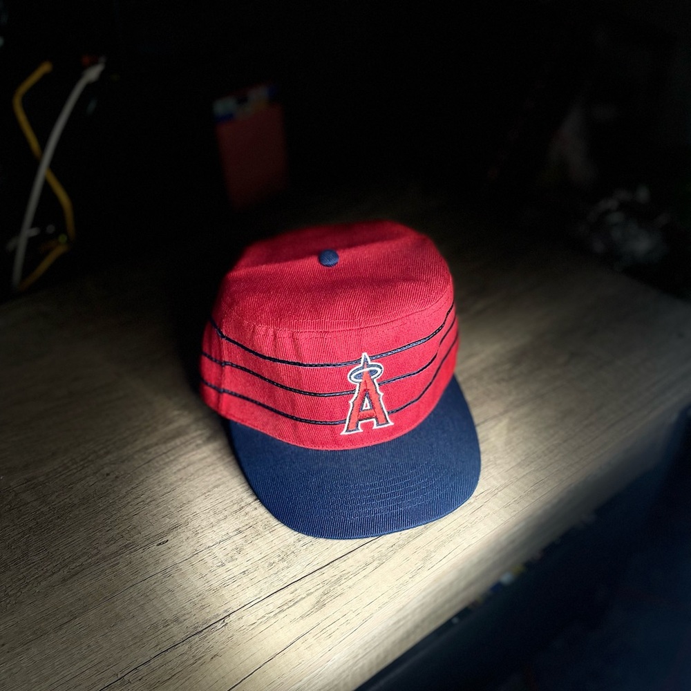 Claim jumper sponsored pillbox striped Angels Hat.